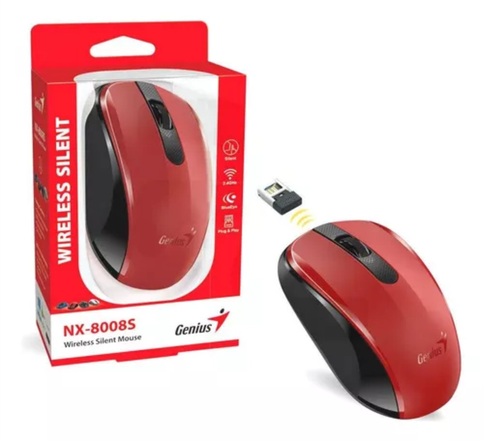 MOUSE USB WIRELESS NX-8008S ROJO GENIUS     31030028401